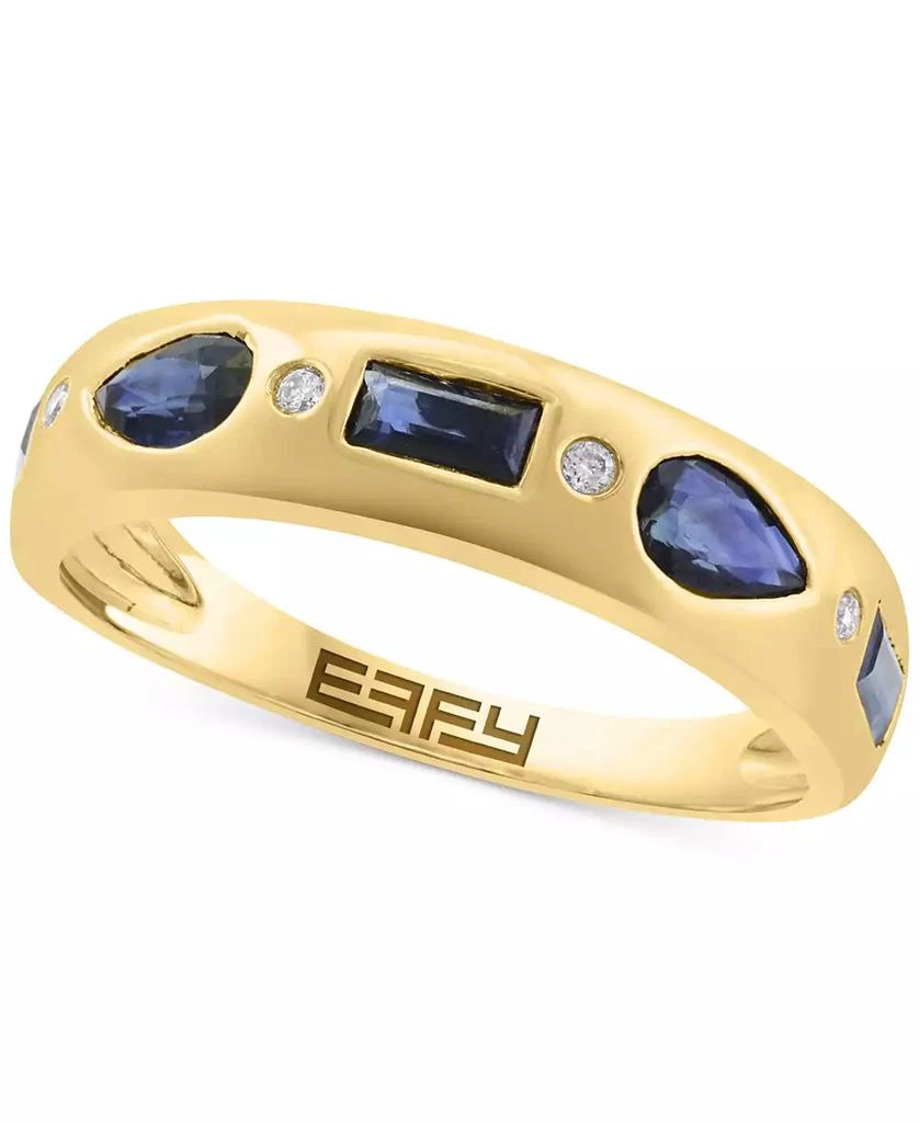 Effy EFFY® Blue Sapphire (1 ct. t.w.)
Diamond Accent Band Ring in 14k Yellow Gold