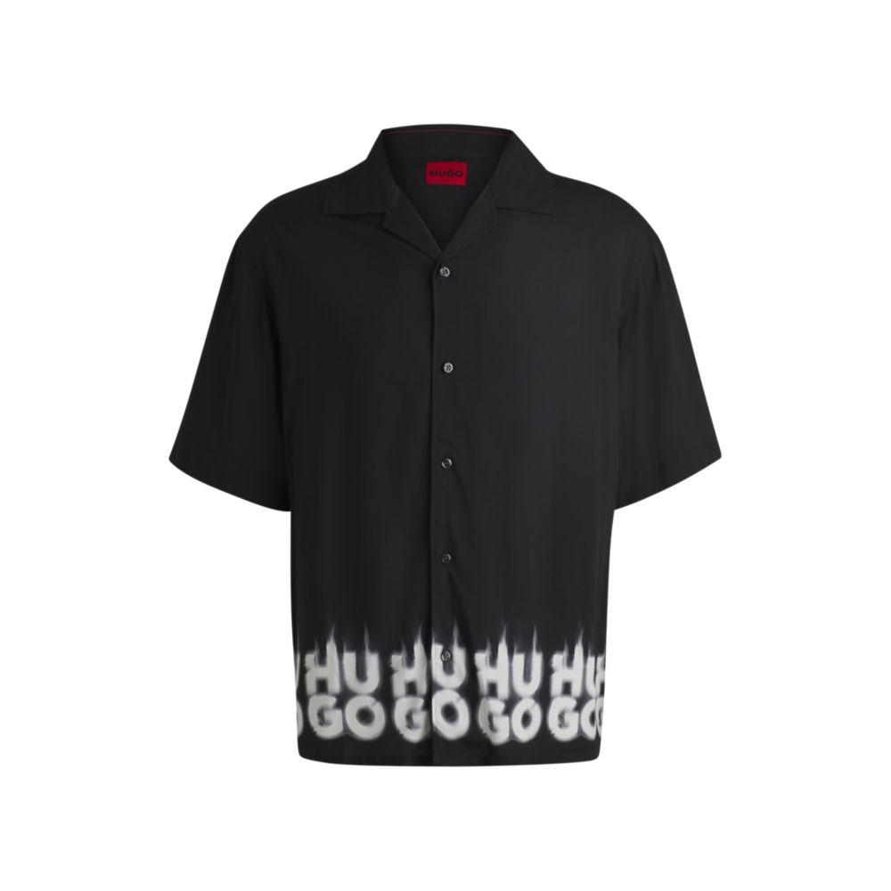 Hugo Boss Oversize-fit shirt with smoke logo-print hem