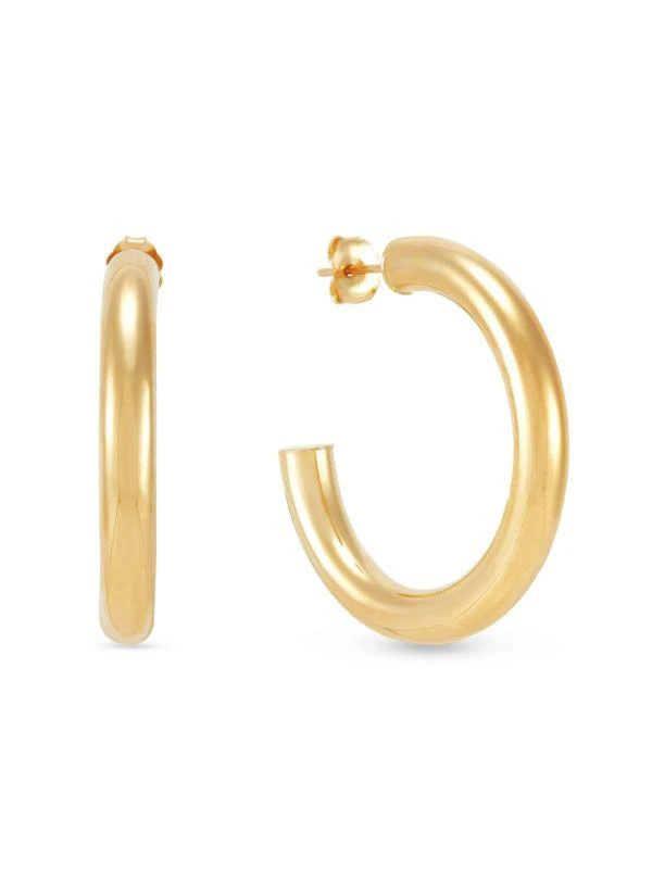 Saks Fifth Avenue 14K Yellow Gold Tube Hoop Earrings 3