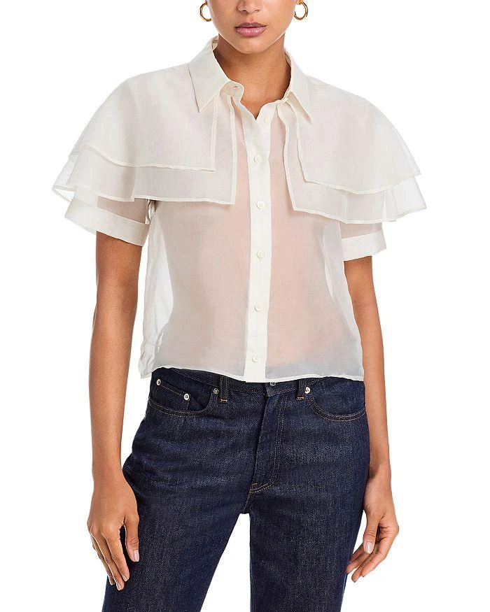 FRAME The Silk Organza Cape Top