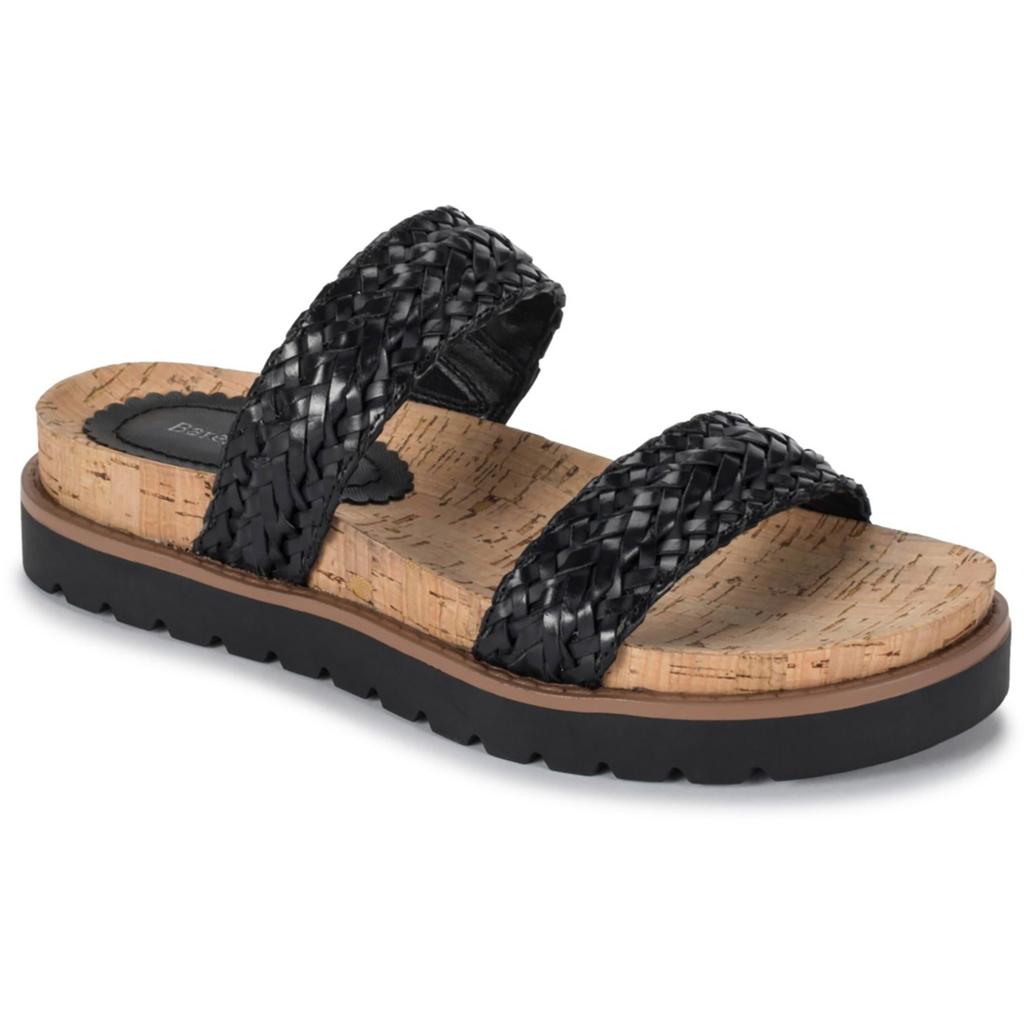 Baretraps Deanne Womens Faux Leather Braided Slide Sandals