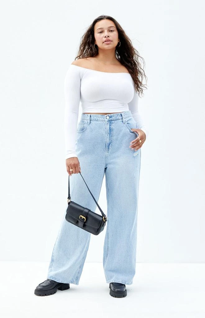 PacSun Cali Light Indigo Ripped Baggy Boyfriend Jeans 5