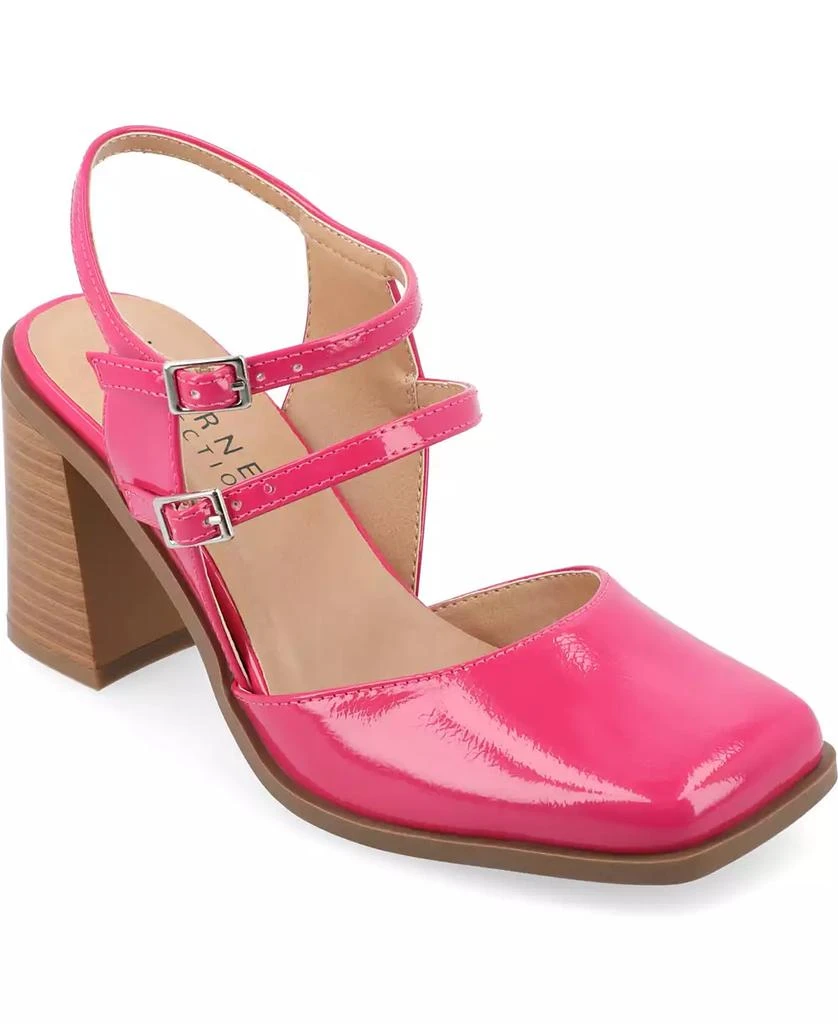 Journee Collection Women's Caisey Double Strap Square Toe Block Heel Pumps 6