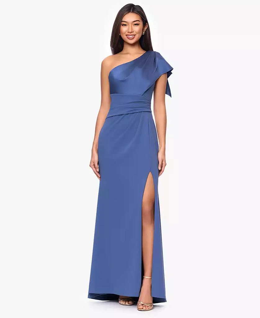 Betsy 
Adam Women
s One-Shoulder Ruched gown