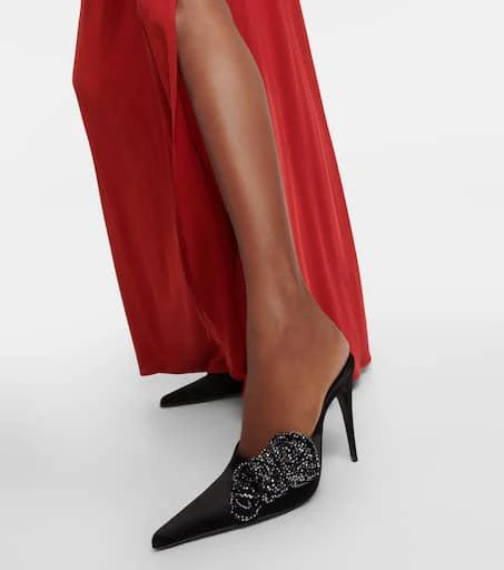 Magda Butrym Floral-appliqué embellished satin mules 4