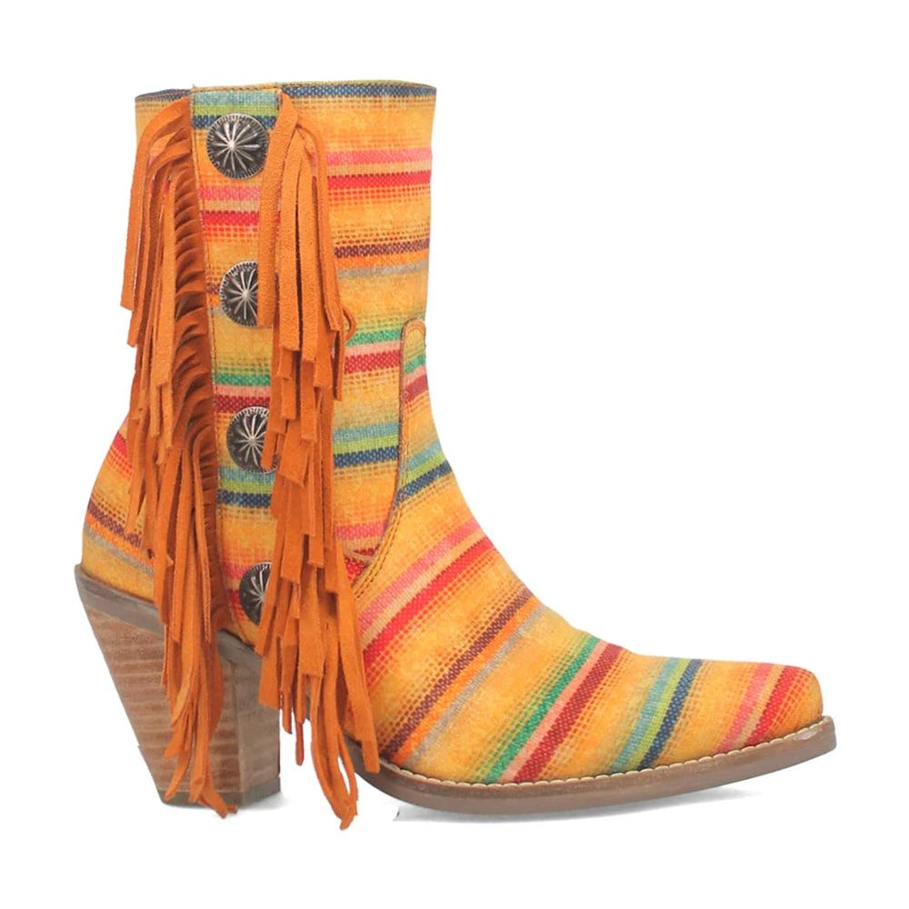 Dingo Chili Pepper Serape Southwest Fringe Round Toe Zippered Cowboy Booties 1
