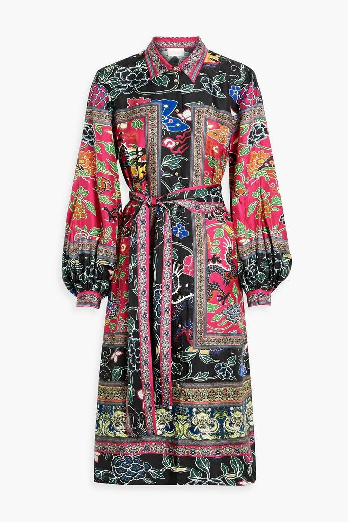 Camilla Crystal-embellished printed silk-twill midi shirt dress 1
