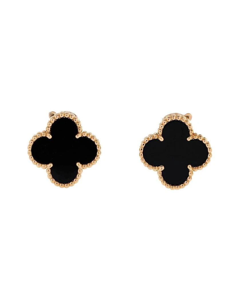 Pre-Owned Van Cleef 
Arpels Vintage Alhambra Earrings 18K Gold and Onyx 1
