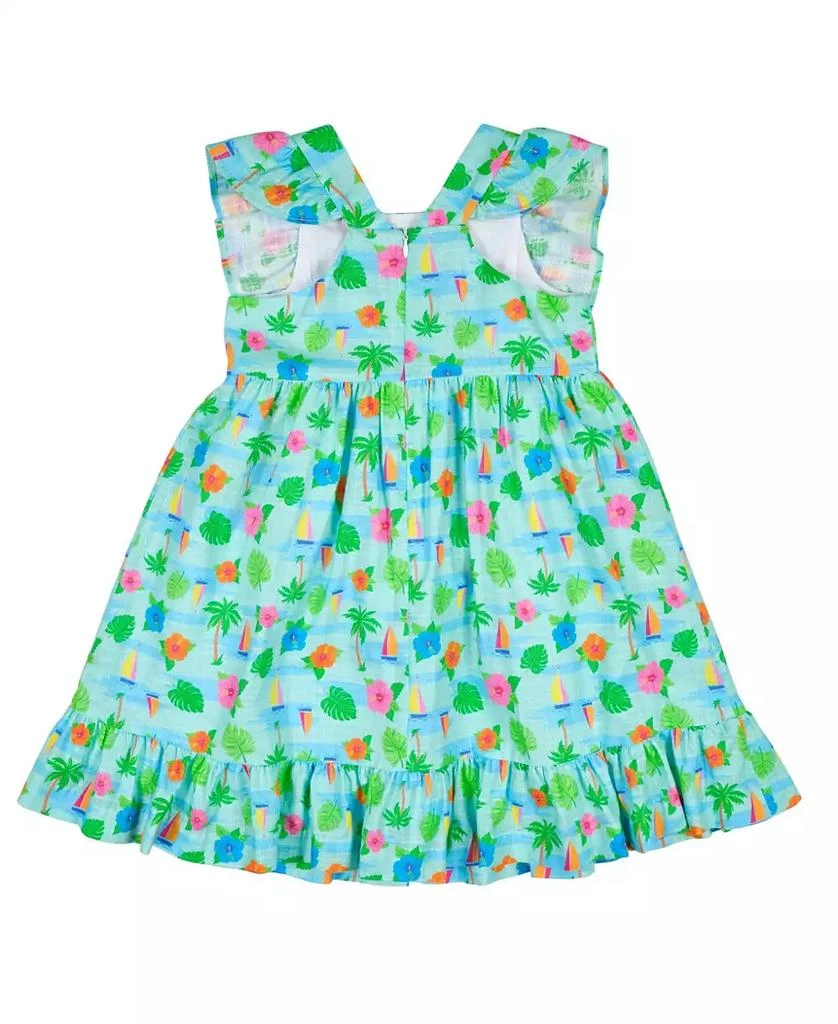 Florence Eiseman Little Girls Printed Linen Look Dress With Flower 2