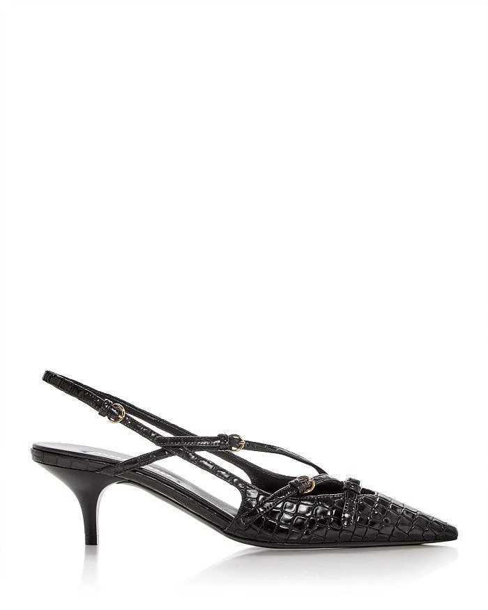 Miu Miu Women's Croc Embossed Pointed Toe Pumps 2