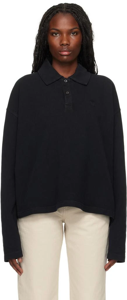 AMI Black Ami de Coeur Long Sleeves Polo 1