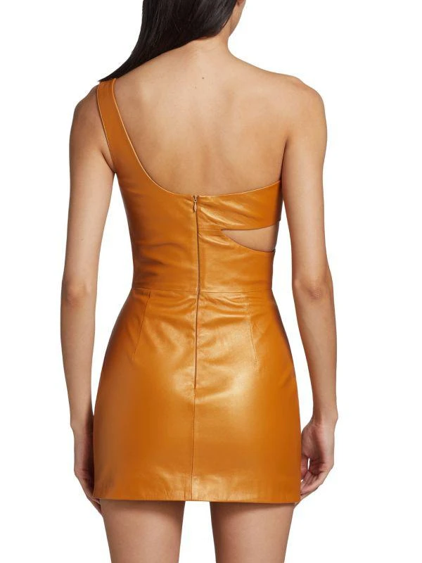 Zeynep Arçay One-Shoulder Coated-Leather Minidress 2