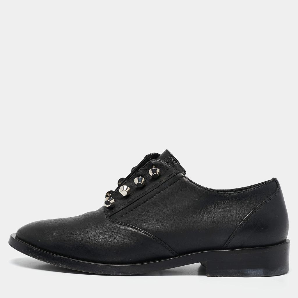 Balenciaga Balenciaga Black Leather Pierced Oxfords Size 37