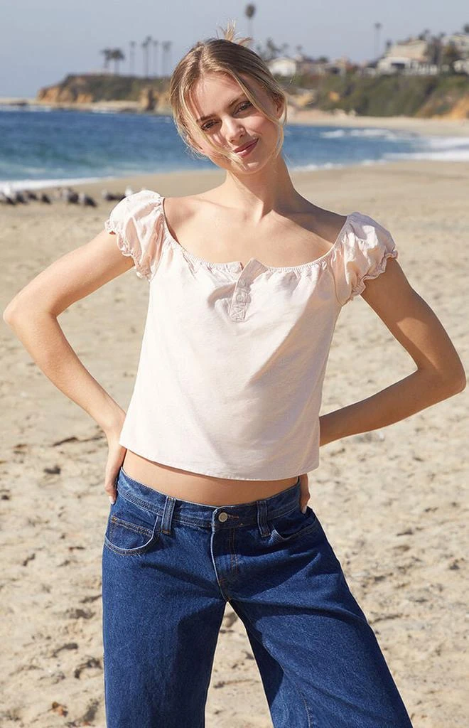 John Galt Pink Striped Clarisse Off-The-Shoulder Top 1