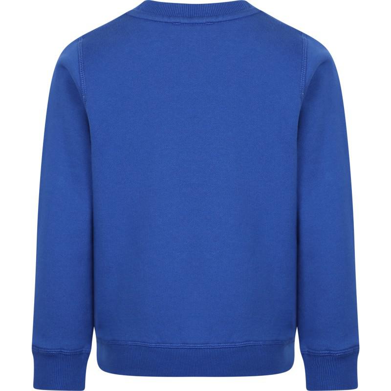 Kenzo Kids Yellow neon logo and elefant print royal blue sweatshirt