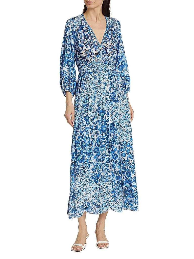 Poupette St Barth Annabelle Floral Crêpê V-Neck Midi Dress 3