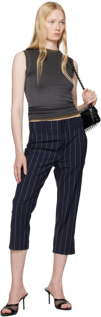 Alexander Wang Navy Baseball Pinstripe Capri Trousers 4