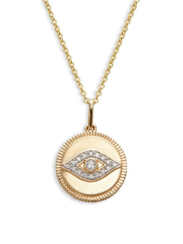 Effy 14K Yellow Gold 
0.10 TCW Diamond Evil Eye Necklace 1