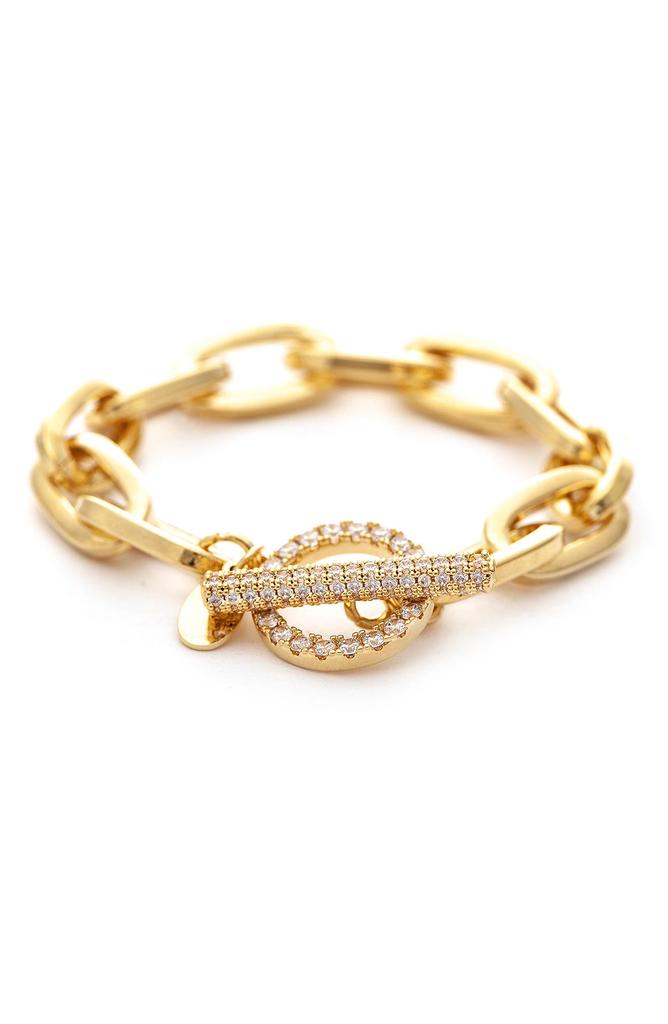 Rivka Friedman Paperclip Pavé Cubic Zirconia Toggle Polished Bracelet