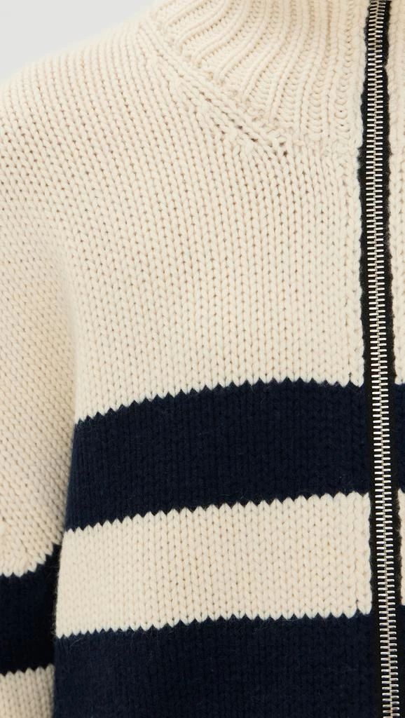 Brandon Maxwell Zip Front Striped Knit Cardigan 5