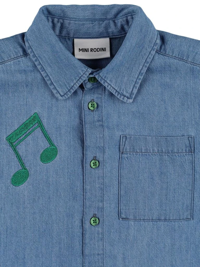 Mini Rodini Embroidered Cotton Denim Shirt 1