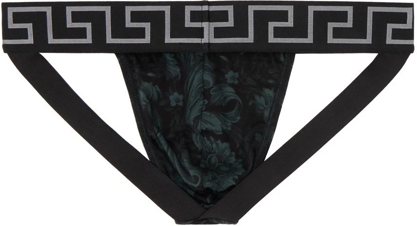 Versace Black & Gray Barocco Jockstrap 2