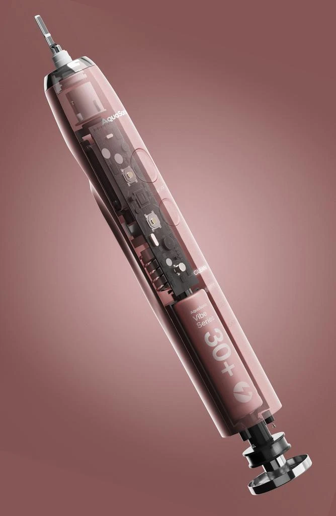 AQUASONIC VIBE Series Pink UltraSonic Whitening Toothbrush with 8 DuPont Brush Heads & Travel Case 3