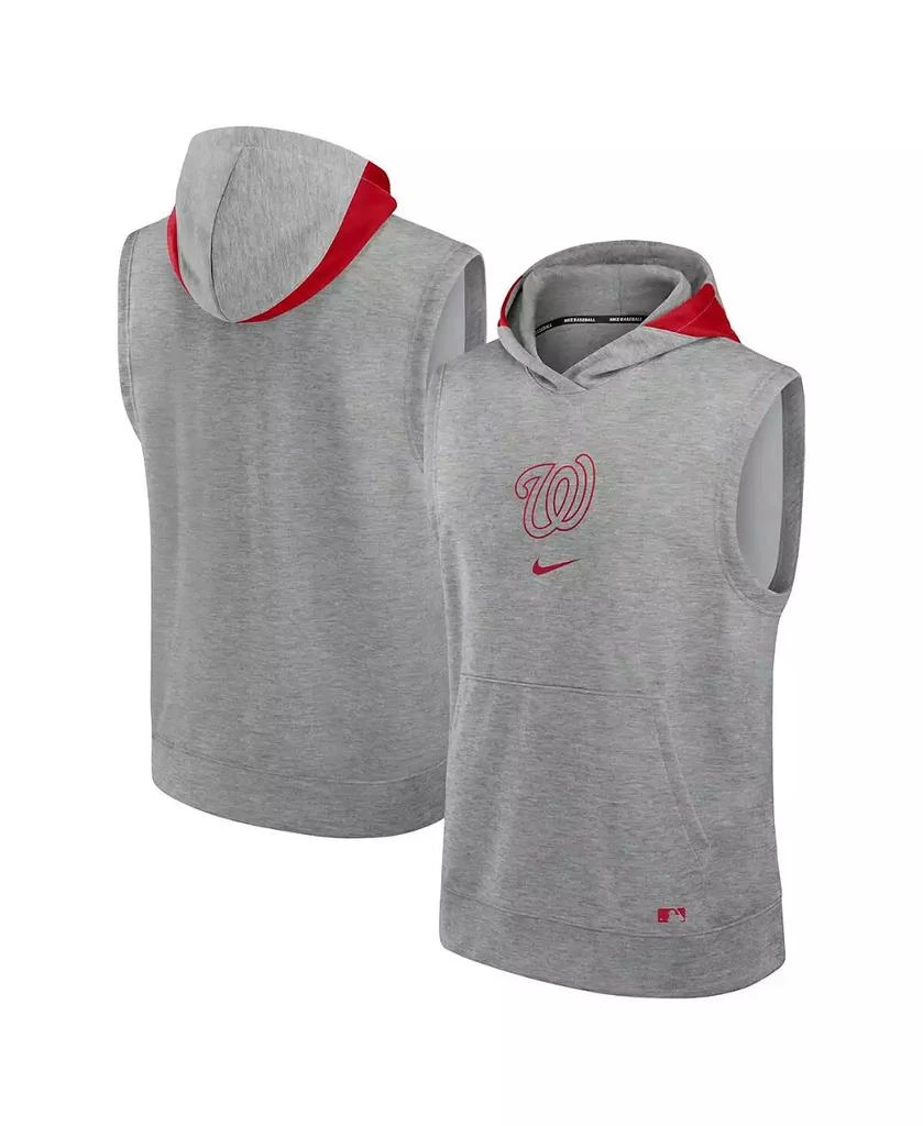 NIKE Men's Heather Gray Washington Nationals Authentic Collection Early Work Performance Sleeveless Pullover Hoodie 1
