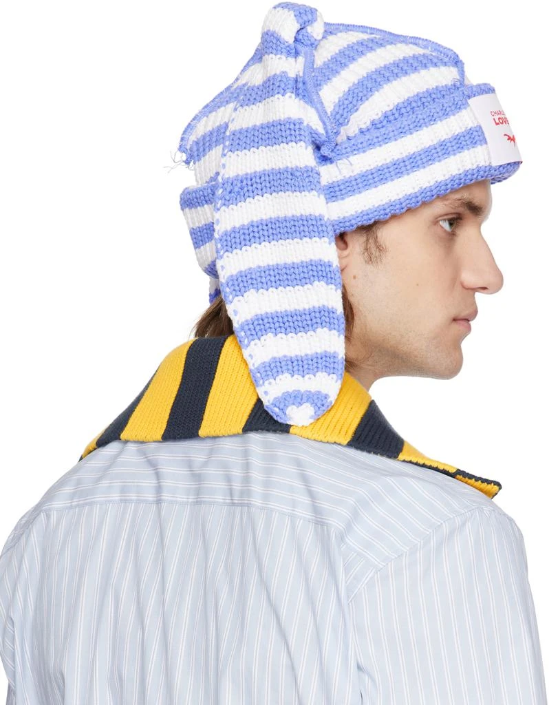 Charles Jeffrey Loverboy SSENSE Exclusive Blue & White Chunky Rabbit Beanie 3