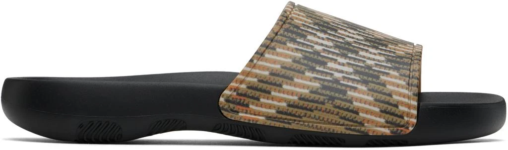Burberry Beige & Black Check Dive Pool Slides 1