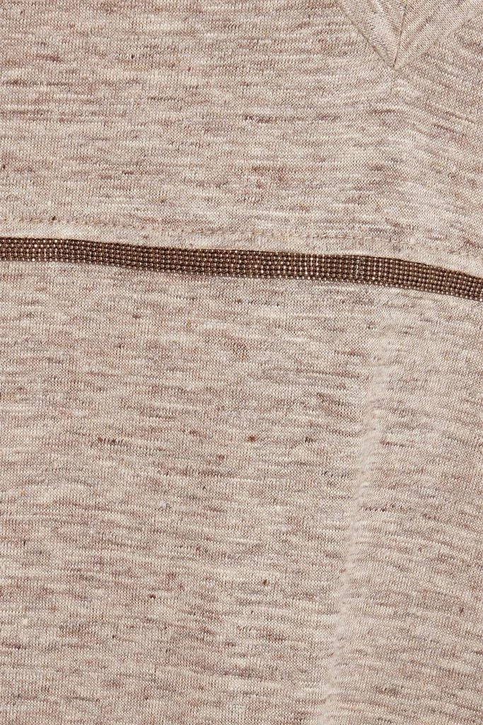 Brunello Cucinelli Oversized bead-embellished linen-blend jersey top 4