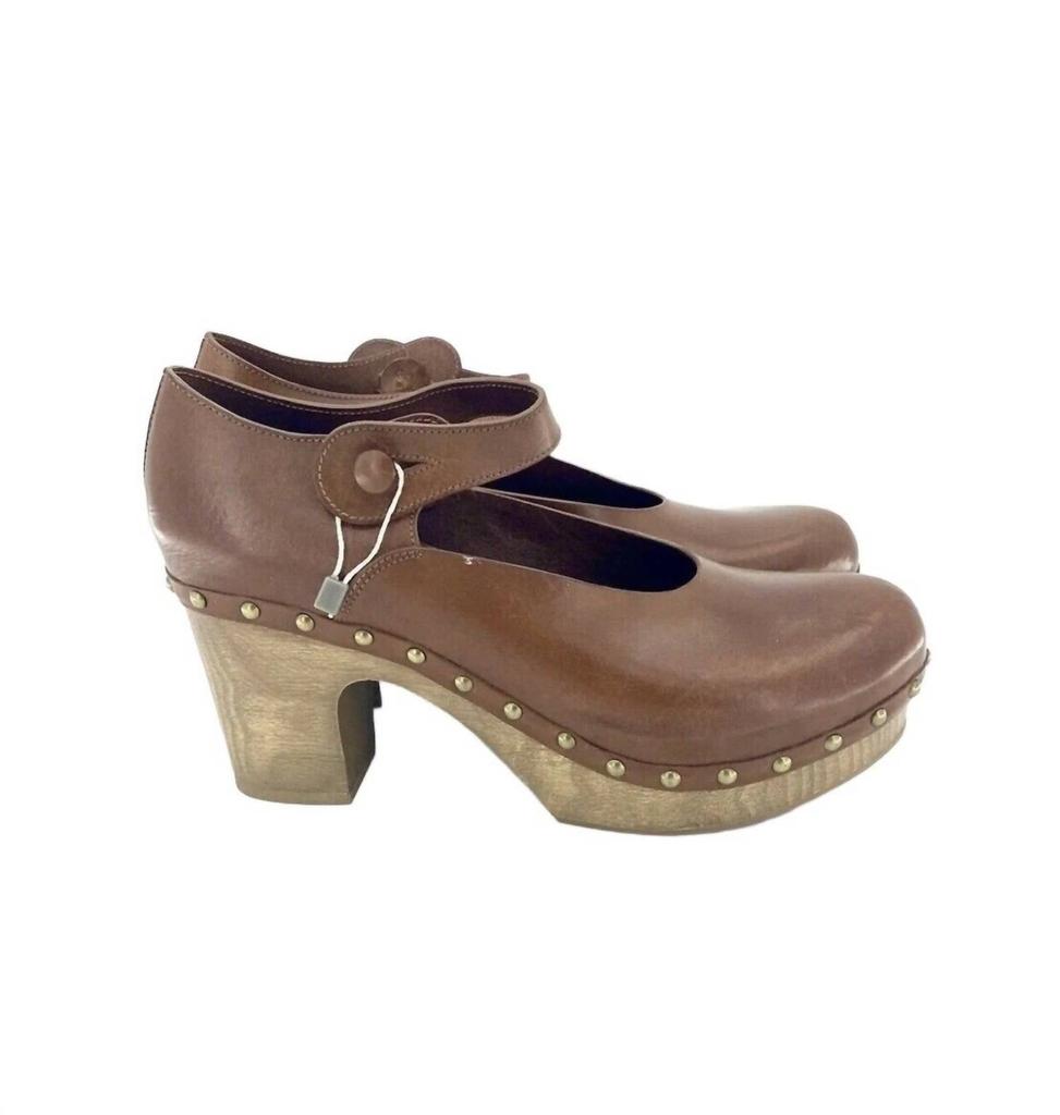 L'AUTRE CHOSE L'Autre Chose - Women's Leather Strap Wood Pumps Ankle Heels