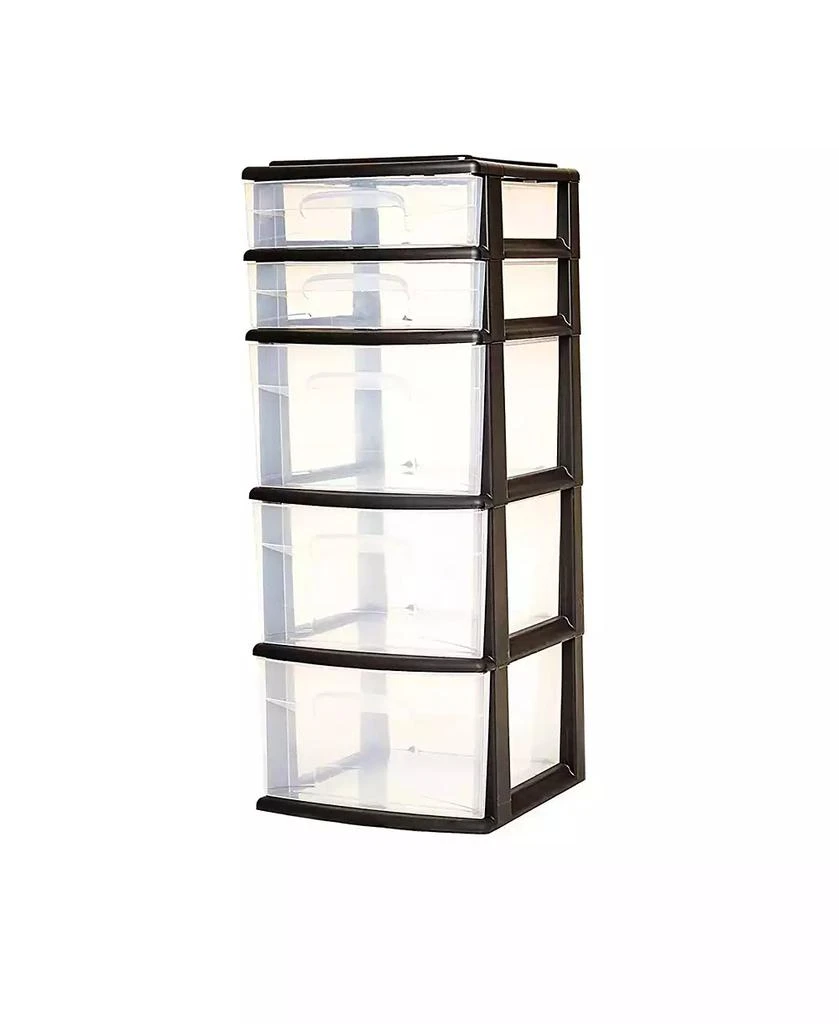Homz Plastic 5 Drawer Home Storage Container Tower Closet Organizer 5