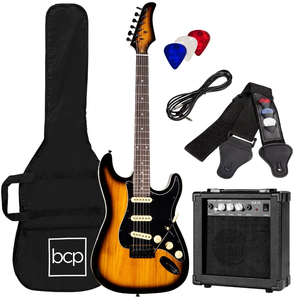 Best Choice Products 39in Full Size Beginner Electric Guitar Kit with Case, Strap, Amp, Whammy Bar 8