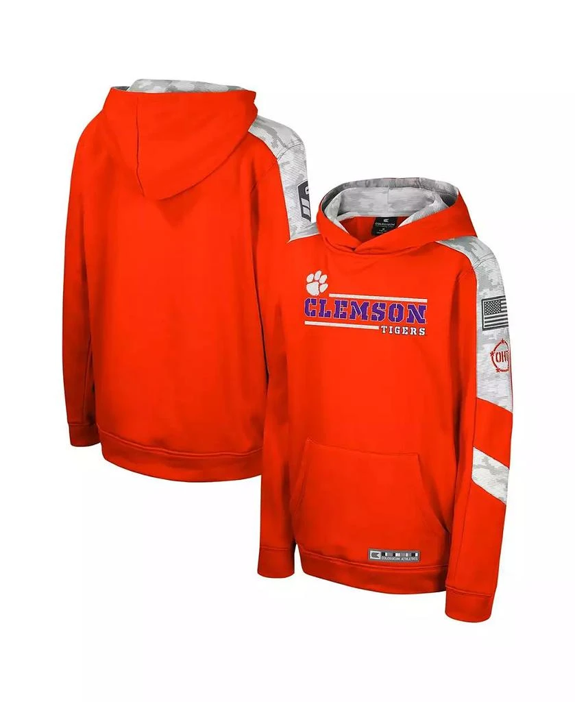 Colosseum Big Boys Orange Clemson Tigers OHT Military-Inspired Appreciation Cyclone Digital Camo Pullover Hoodie 1