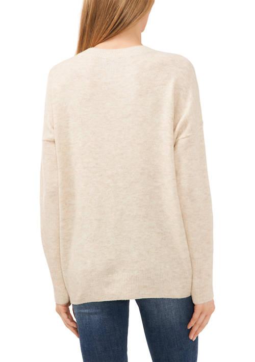 CeCe Petite Long Sleeve Valentines Day Heart Sweater