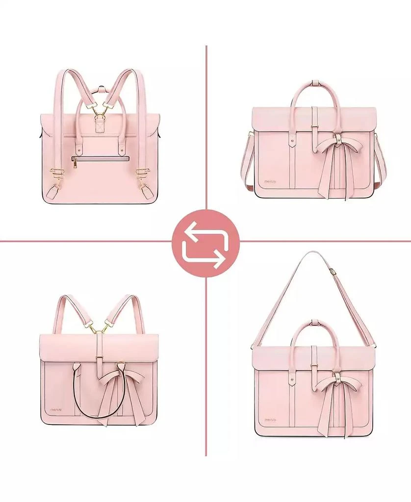 Acer 15-15.6 inch pu Leather Laptop Shoulder Bags Convertible Backpack, 16 inch Messenger Bags Work Briefcase Travel Computer Bag with Bowknot, Pink 7