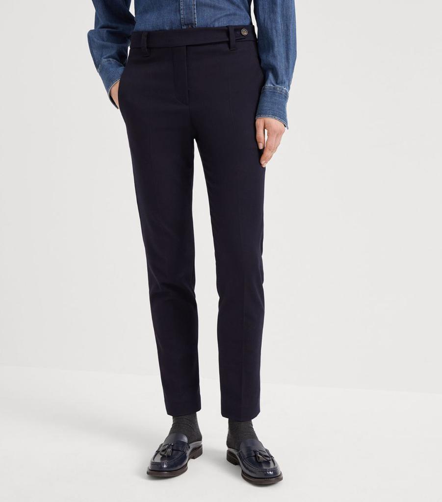 Brunello Cucinelli Cotton-Blend Cigarette Trousers