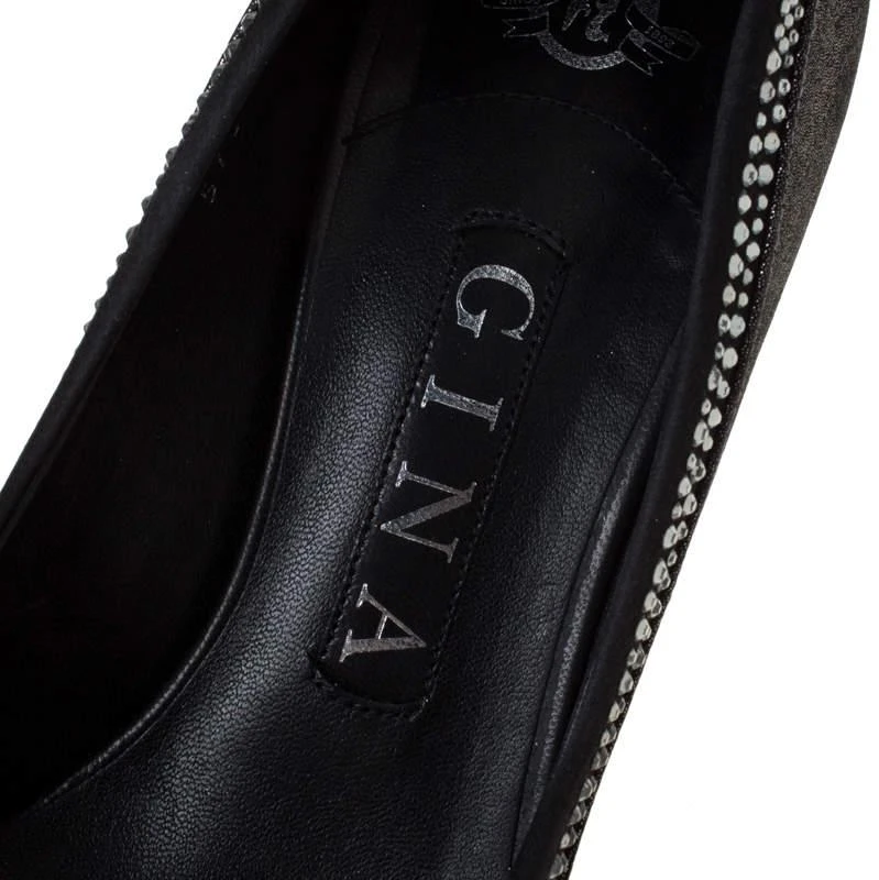 Gina Gina Crystal Embellished Textured Fabric Pointed Toe Pumps Size 37 7