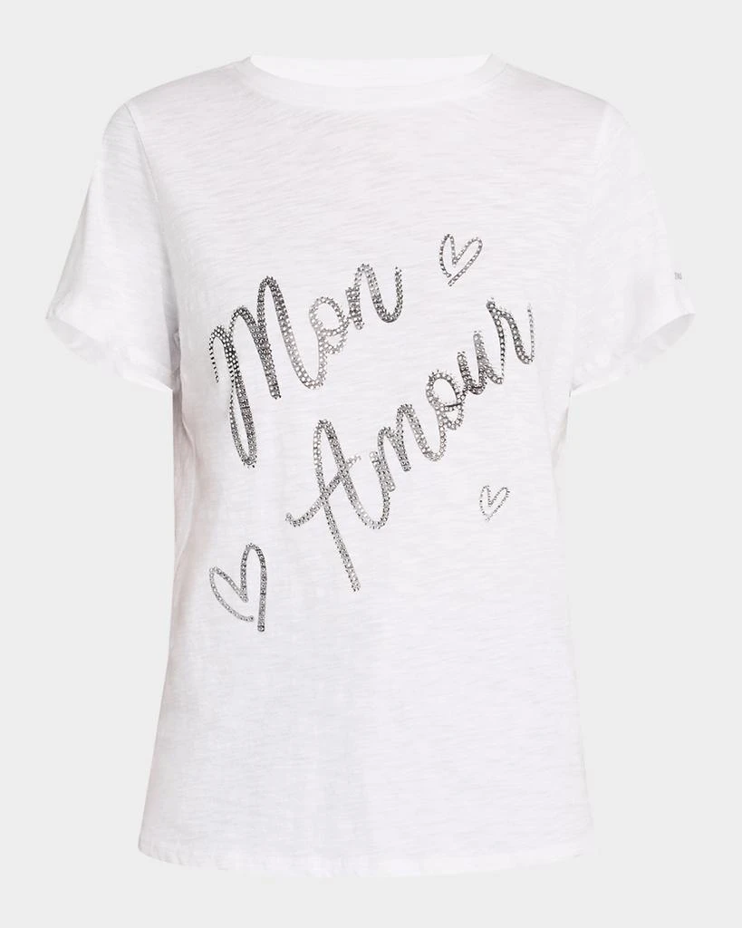 Cinq a Sept Mon Amour Rhinestone Cotton Tee 1
