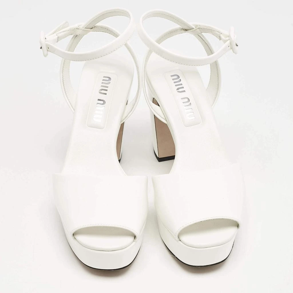 Miu Miu Miu Miu White Patent Leather Platform Ankle Strap Sandals Size 36 3