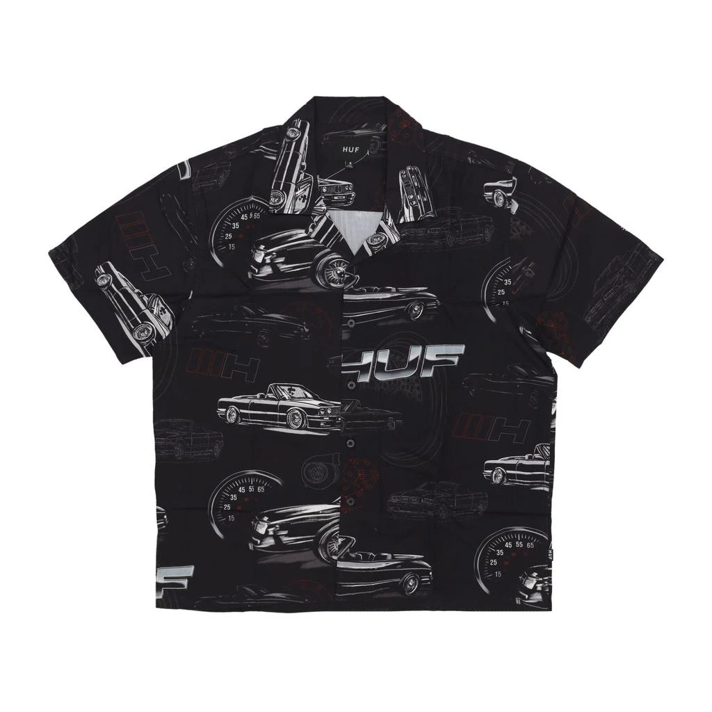 HUF Men's Short Sleeve Shirt Drop Top Resort Shirt Black 1