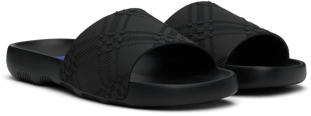 Burberry Black Embossed Check Dive Pool Slides 4