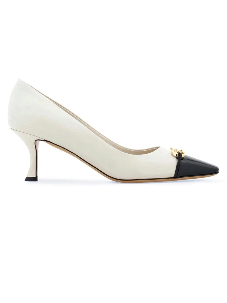 Salvatore Ferragamo Off-white Calf Leather Pumps 1
