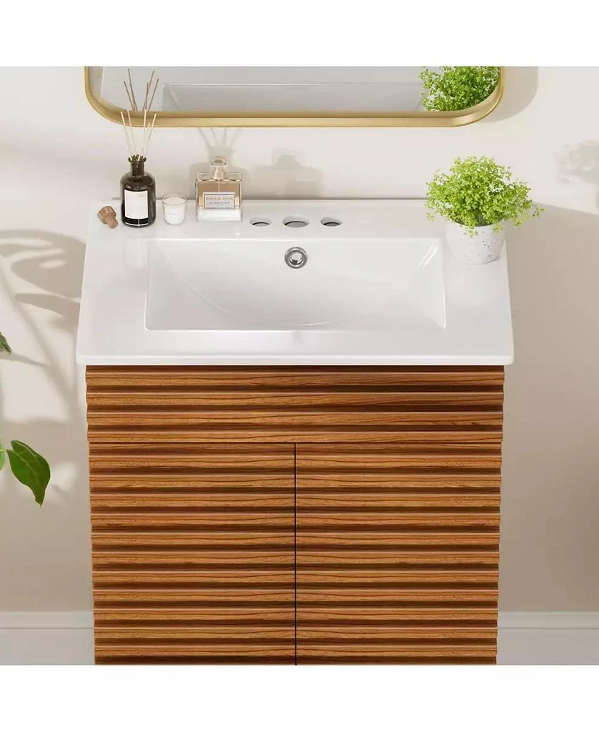 Lovmor Bathroom Ceramic Vanity Top with Three Holes in White 3