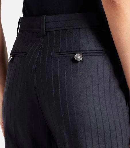 Versace Embellished pinestripe wool flared pants 6