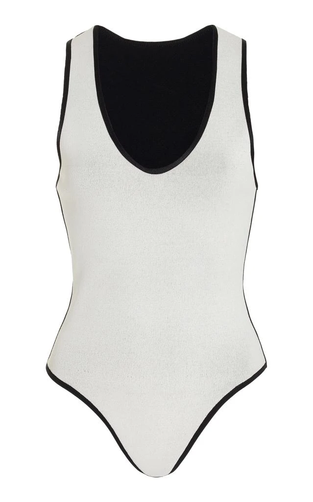 Brandon Maxwell Brandon Maxwell - The Mimi Scooped Knit Bodysuit - Black/white - XL - Moda Operandi 1