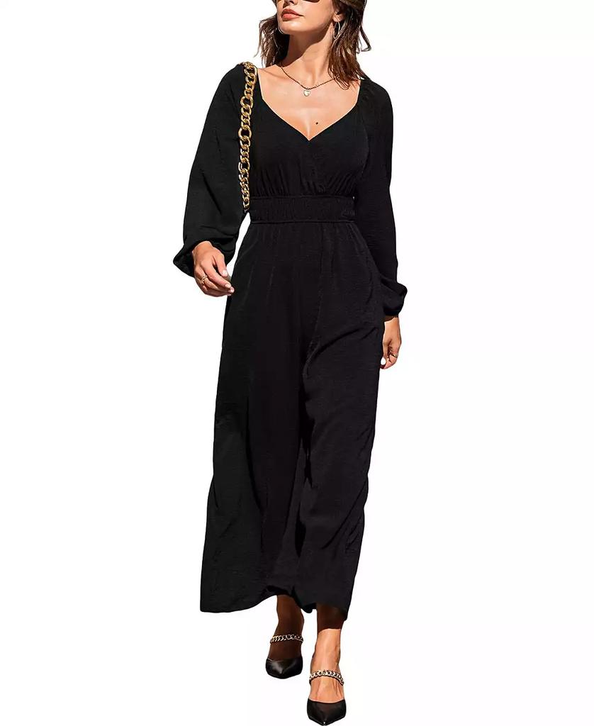 Cupshe Women's V-Neck Long Sleeve Wide Leg Jumpsuit