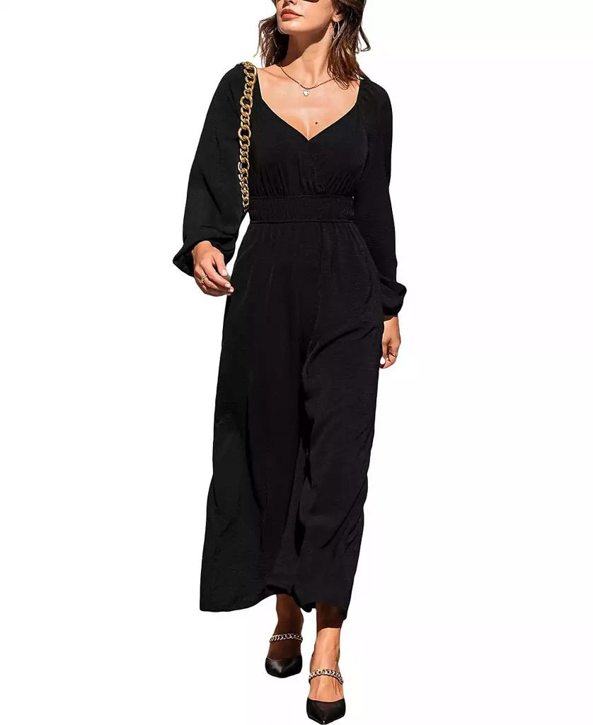 Cupshe Women's V-Neck Long Sleeve Wide Leg Jumpsuit 1