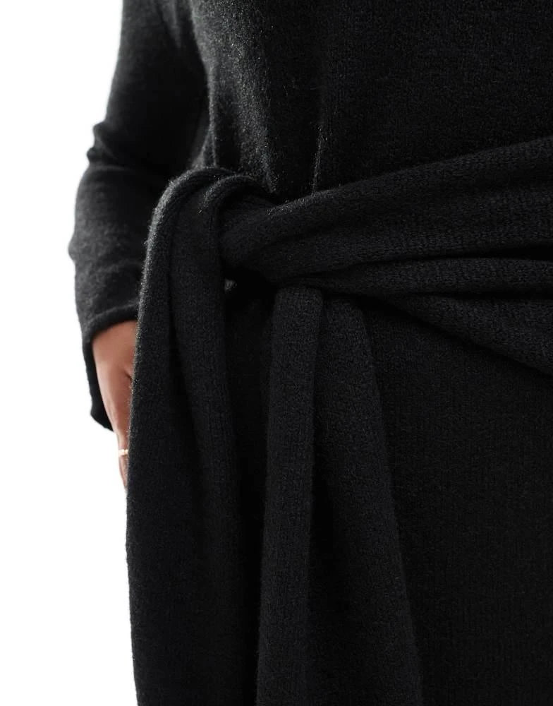 Shop 4th & Reckless Plus exclusive knitted drape tie waist midi jumper dress  in black on Sale at BeyondStyle  Get 23% Off 4th & Reckless Plus exclusive  knitted drape tie waist